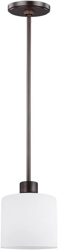 Mini Brushed Nickel LED Pendant Light with Etched Glass