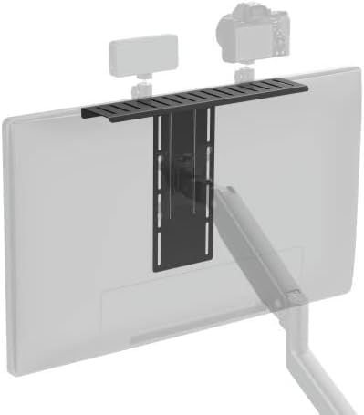 Black Adjustable VESA Compatible Monitor Shelf with Pedestal Base