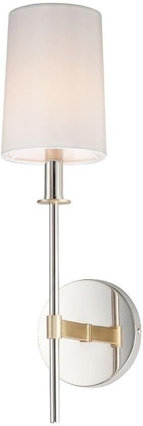 Satin Brass and Polished Nickel Fabric Shade Wall Sconce