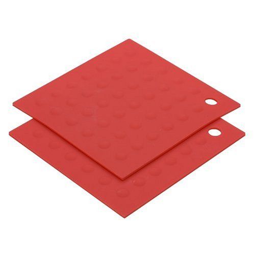 Red Silicone Heat-Resistant Pot Holders, Set of 2