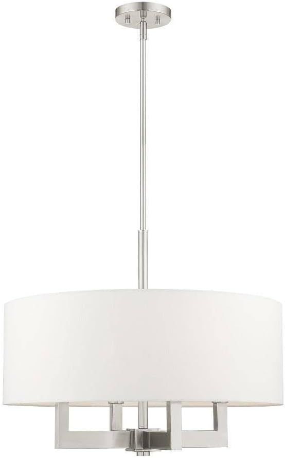 Cresthaven 4-Light Brushed Nickel Chandelier with Off-White Fabric Shade