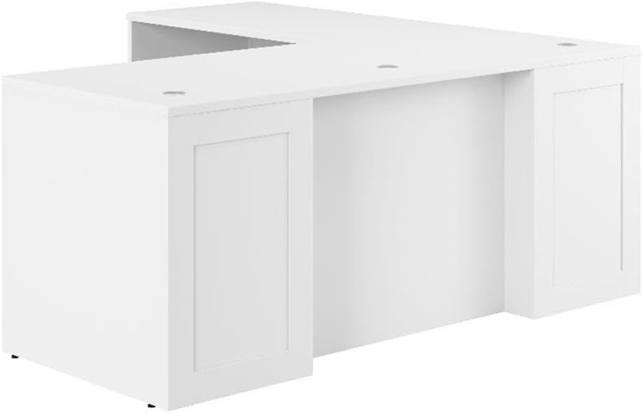 White Executive L-Shaped Corner Computer Desk