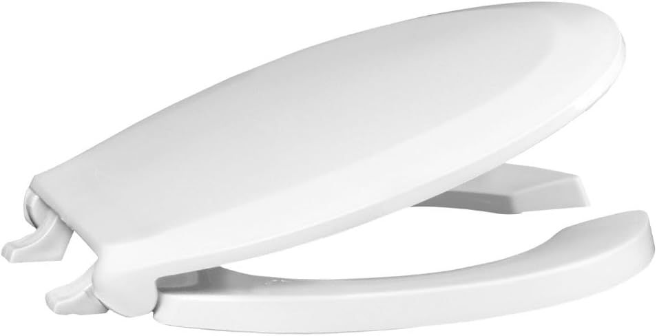 White Round Plastic Toilet Seat with Metal Hinges