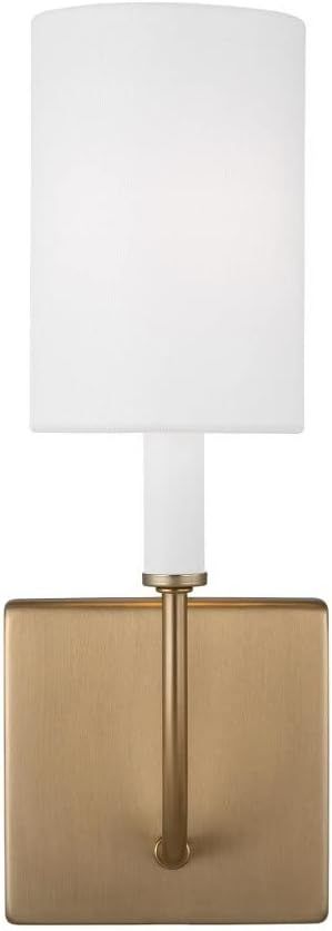 Greenwich Satin Brass Dimmable Cylinder Wall Sconce with Linen Shade