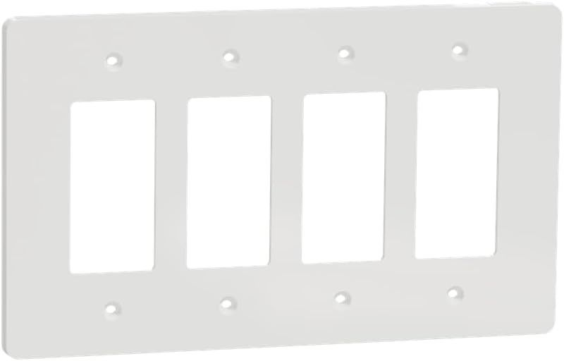 White Smooth 4-Gang Mid-Size Decorator Wall Plate