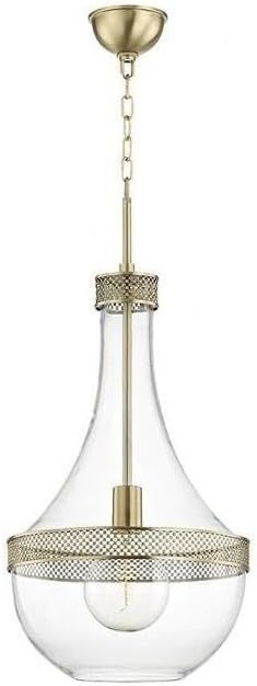 Aged Brass and Clear Glass 1-Light Pendant