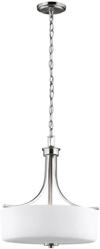 Canfield Brushed Nickel 3-Light Pendant with Etched Glass Shade