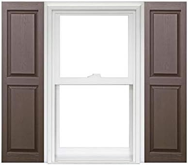 Chocolate Raised Panel Vinyl Shutters 14.5" x 35" Pair