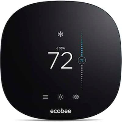 Ecobee Black Smart Touchscreen Thermostat with Remote Programming