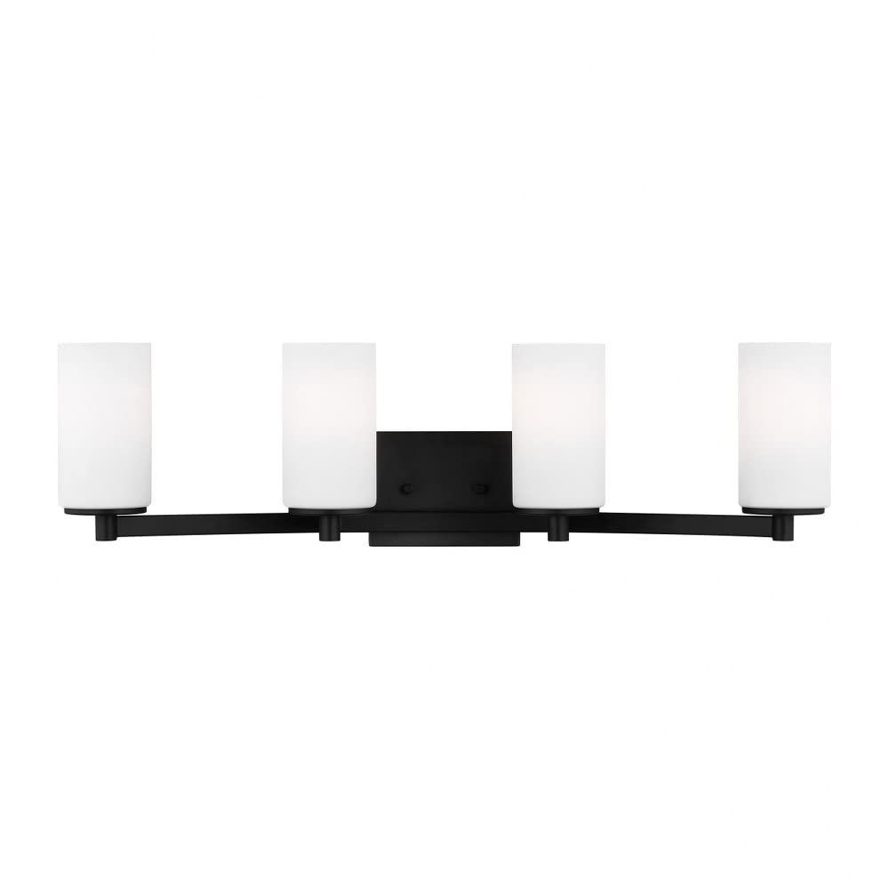 Midnight Black 29" Vanity Light with Etched Glass Shades