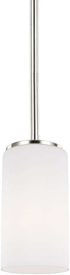 Alturas Mini-Pendant Light in Brushed Nickel with Etched White Glass