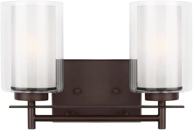 Elmwood Park Satin Etched Glass 2-Light Bronze Wall Sconce