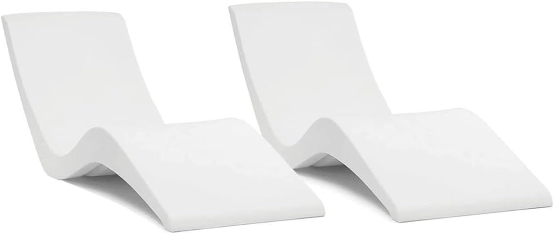 Classic White UV-Resistant Resin In-Pool Chaise Lounger Set