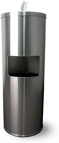 Stainless Steel Black Office Wipe Dispenser with Trash Can