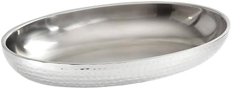 14" Oval Stainless Steel Double-Wall Seafood Tray