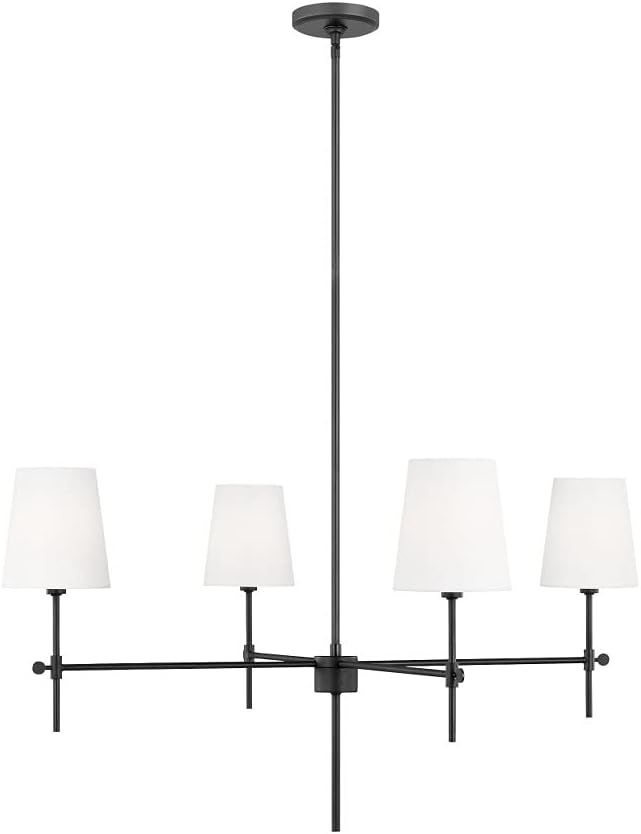 Midnight Black Steel 36" Chandelier with Linen Shades