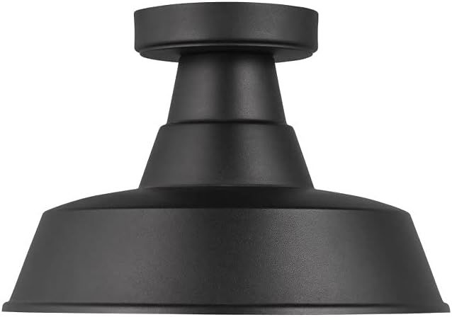 Weathered Pewter Classic Drum Outdoor Flush Mount Light