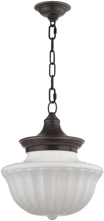 Old Bronze Glass Globe Pendant Light with White Shade