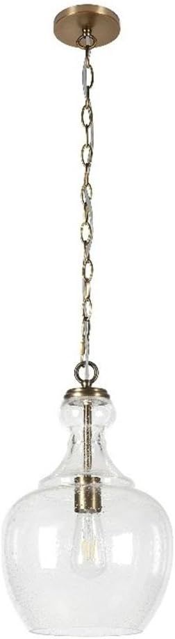 Westford 15" Brushed Gold Seeded Glass Adjustable Pendant Light
