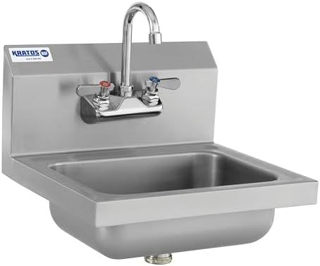 Compact Brushed Stainless Steel Wall-Mount Hand Sink with Gooseneck Faucet