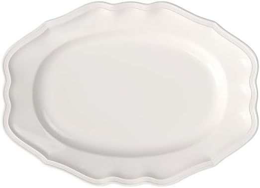 White Ceramic Oval Scalloped Serving Platter