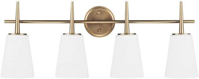 Modern Brass Finish Four-Light Bathroom Vanity Fixture