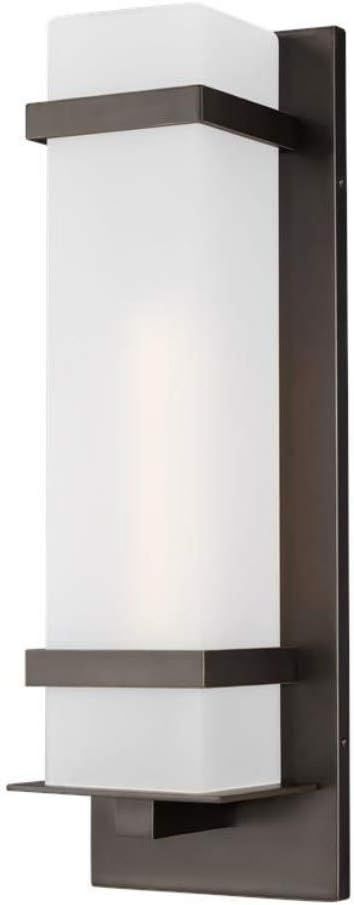 Alban Antique Bronze 1-Light Outdoor Wall Lantern with Etched Opal Glass