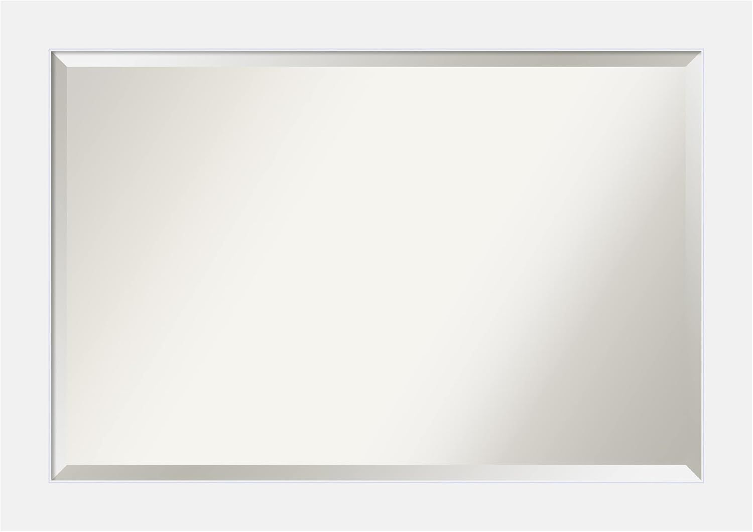 Corvino White Beveled Rectangle Wood Bathroom Wall Mirror