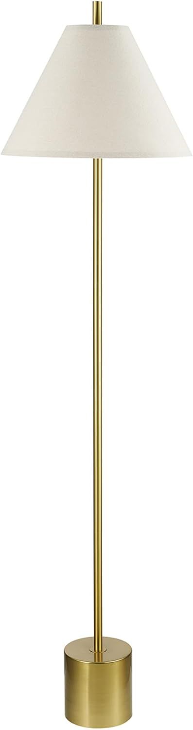 60" Matte Brass Floor Lamp with Beige Linen Shade