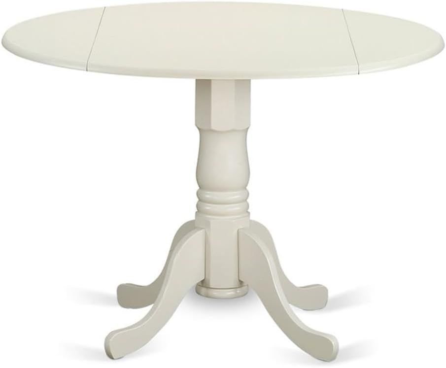 Linen White Round Extendable Wood Dining Table