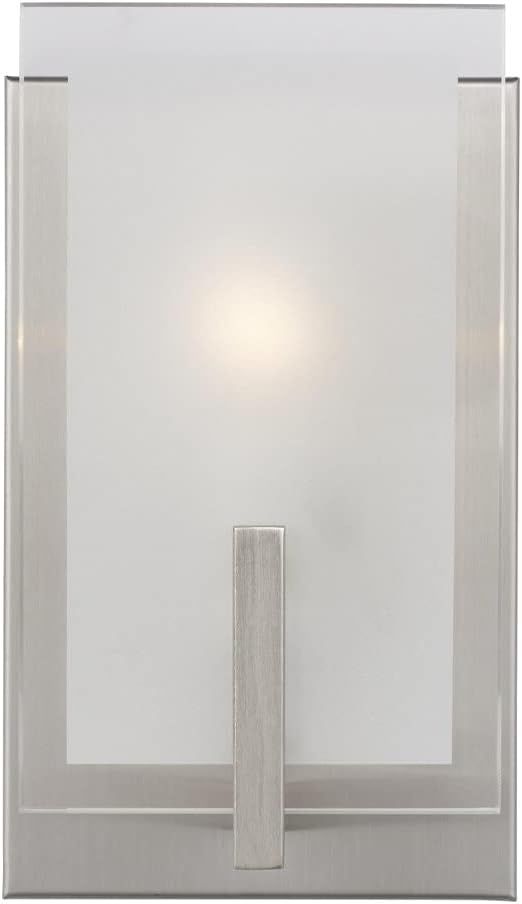 Syll 1-Light Brushed Nickel Wall Sconce with Satin Etched Glass