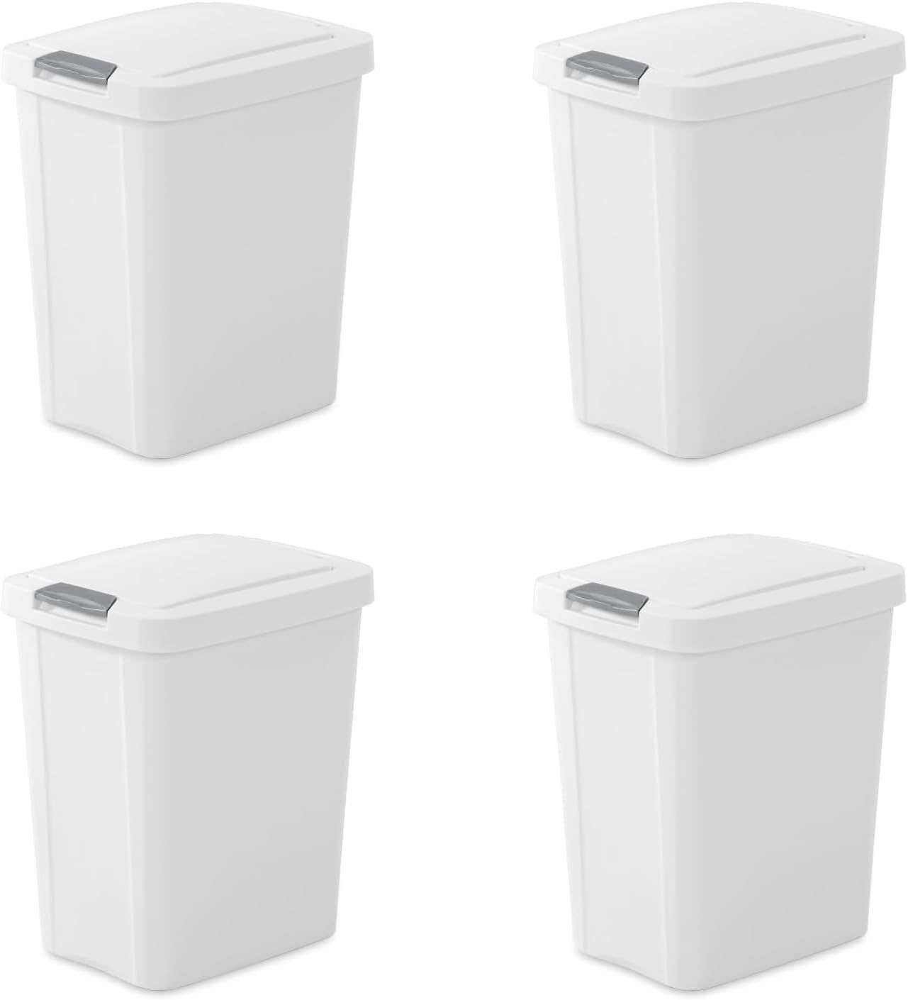 White 7.5 Gallon Plastic TouchTop Kitchen Wastebasket