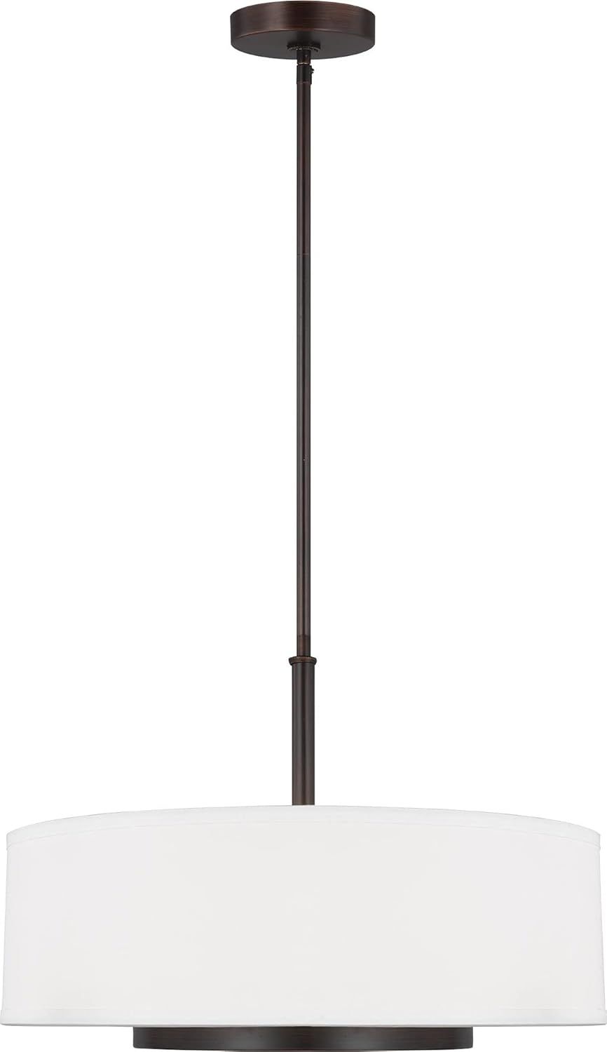 Nance Transitional 3-Light Bronze Pendant with Satin Etched Glass