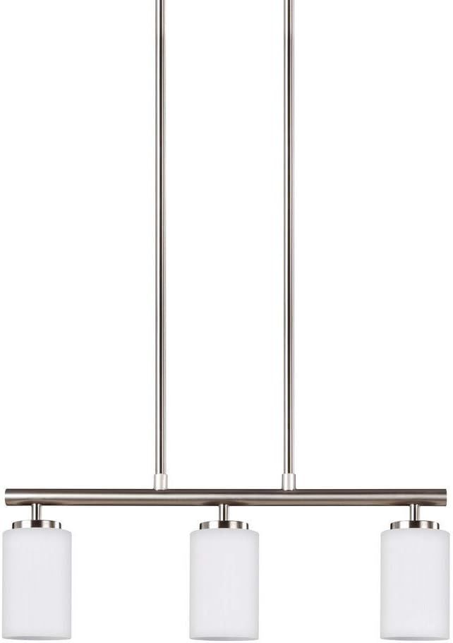 Oslo Brushed Nickel 3-Light Island Pendant with Opal Etched Glass