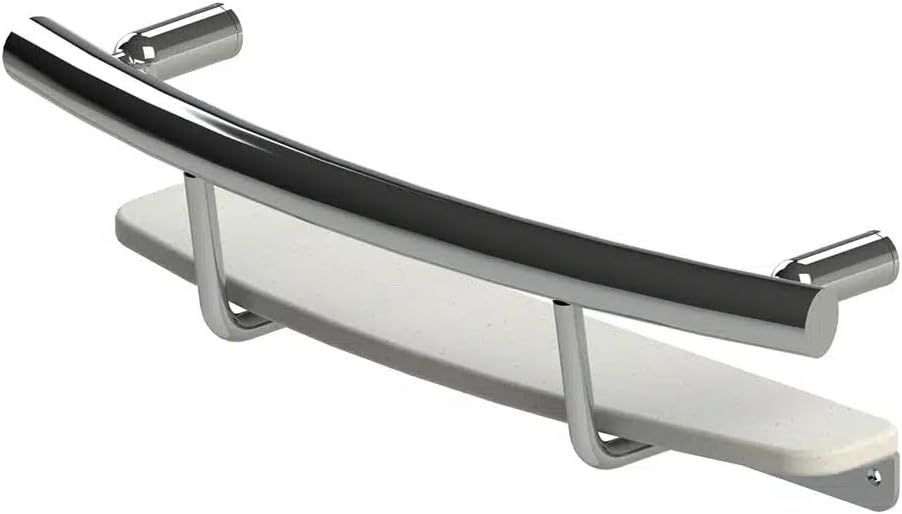 Chrome Curved Wall Mount Shower Grab Bar with Shelf