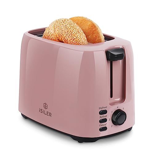 Pink Stainless Steel 2-Slice Toaster with Wide Slots and LED Display