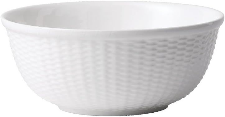 White Ceramic 6" Basketweave Cereal Bowl