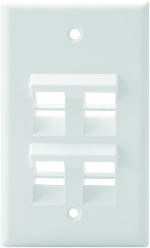 White Single Gang Angled QuickPort Wall Plate