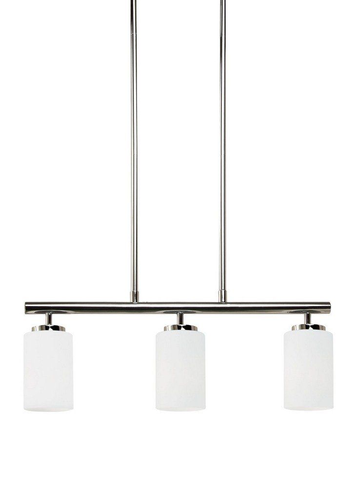 Oslo Chrome Three-Light Island Pendant with Opal Glass Shades