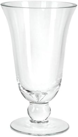 Clear Handblown Glass Pedestal Bouquet Vase, 6" Tall