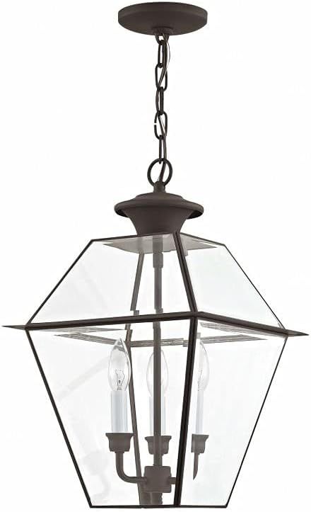 Westover Black Glass 3-Light Outdoor Pendant Lantern