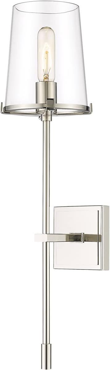 Callista 26" Polished Nickel Wall Sconce with Clear Glass Shade