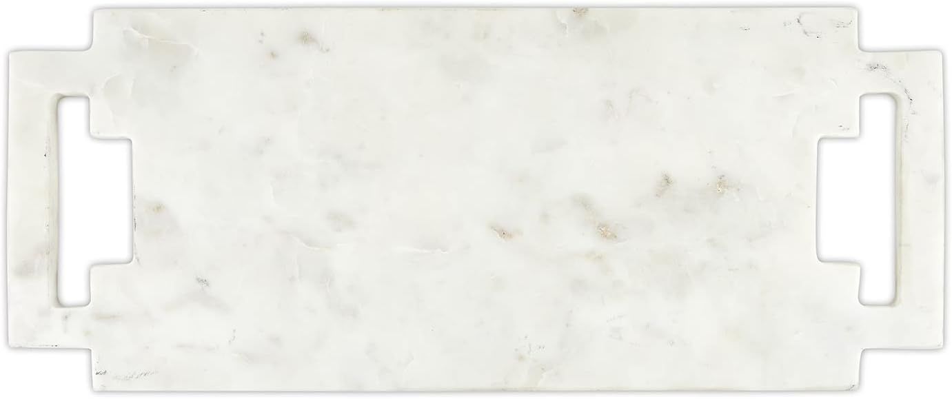 White Rectangular Marble Serving Board with Handles