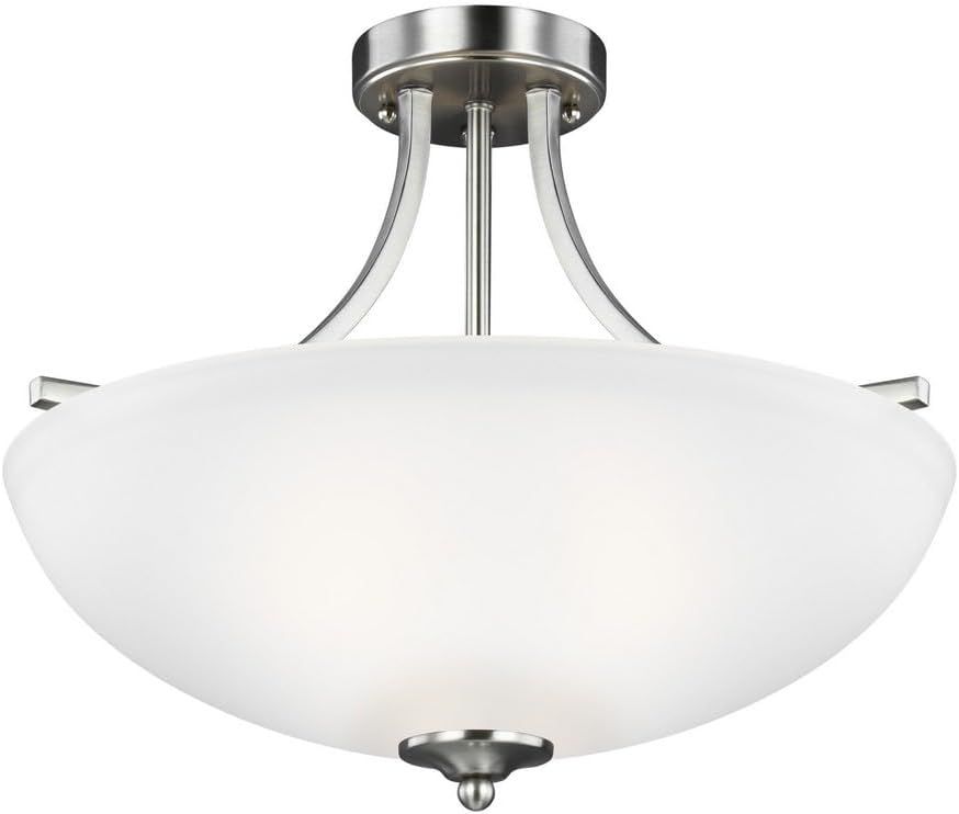 Geary 17.75" Brushed Nickel and Glass Convertible Pendant