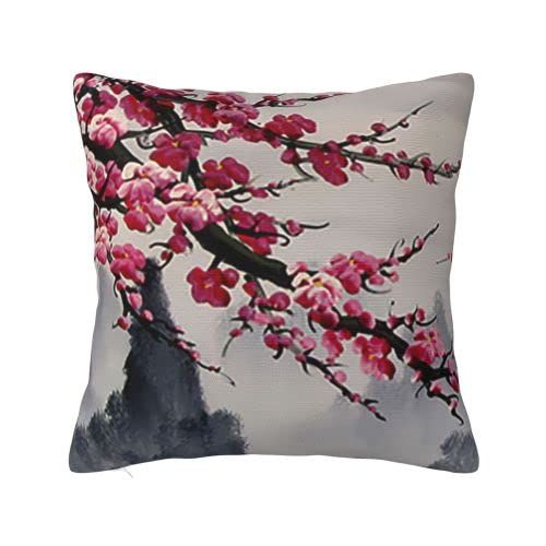 Cherry Blossom Velvet Square Throw Pillow Cover 18" x 18"