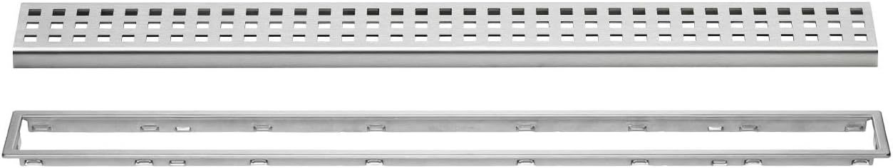 Adjustable Brushed Stainless Steel Square Hole Drain Grate, 60"