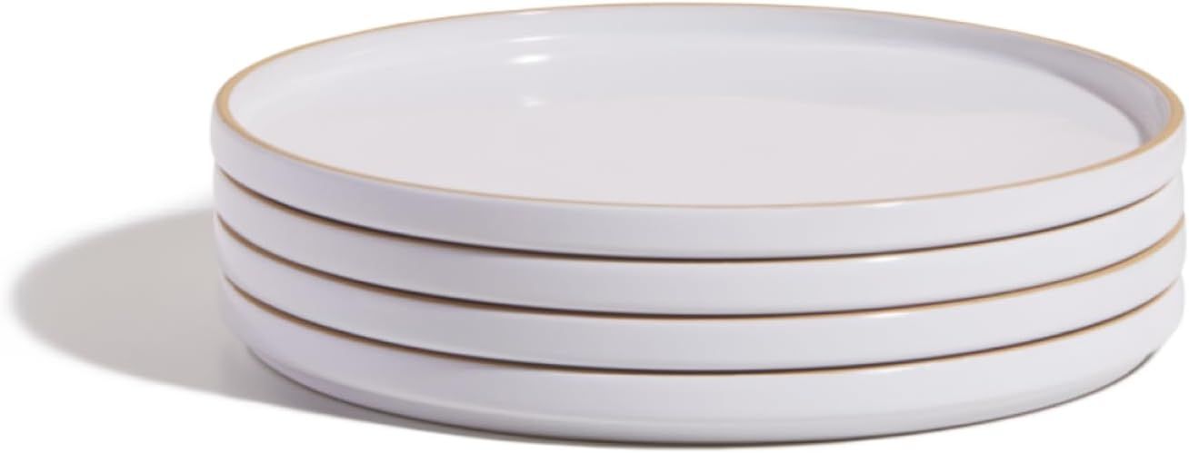 Handcrafted White Ceramic 10.5" Dinner Plates Set of Four