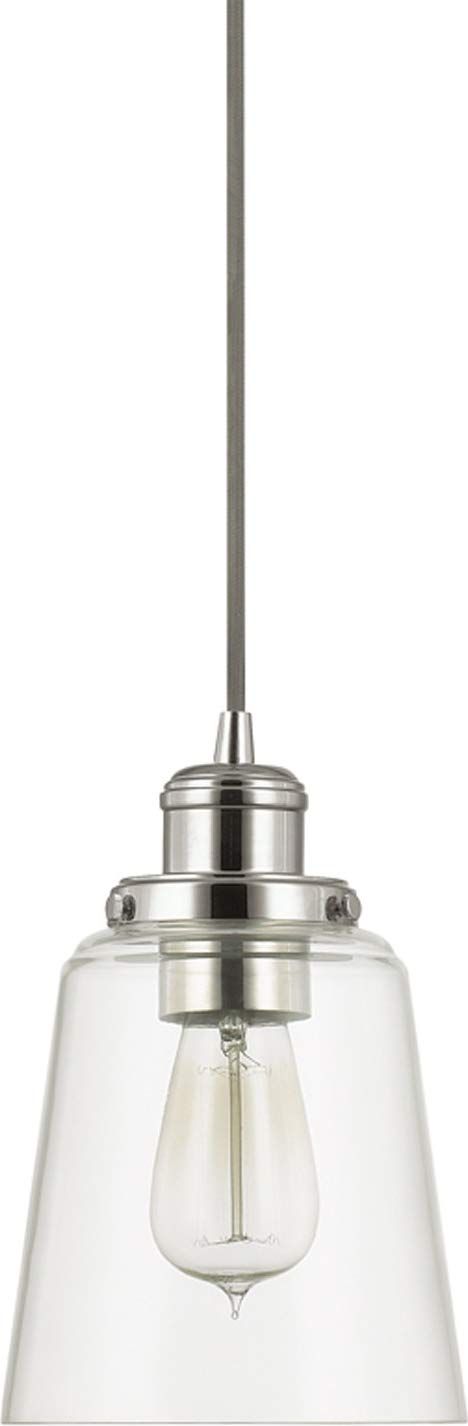 Polished Nickel Mini Pendant with Clear Glass Bowl Shade