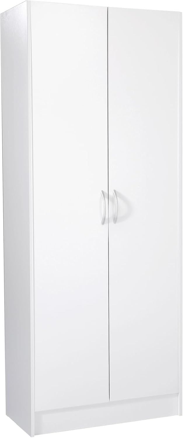 White 60" Tall Freestanding Kitchen Pantry Cabinet with Adjustable Shelves