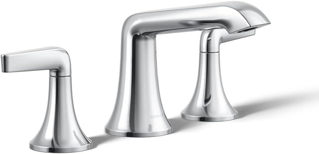 Polished Chrome Widespread Bathroom Faucet with Lever Handles